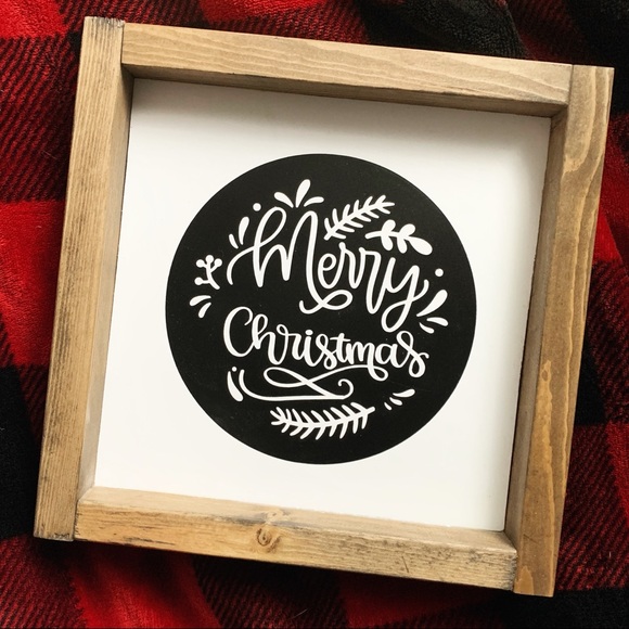 Merry Christmas 9.5” square wood sign, new handmade - Picture 1 of 5